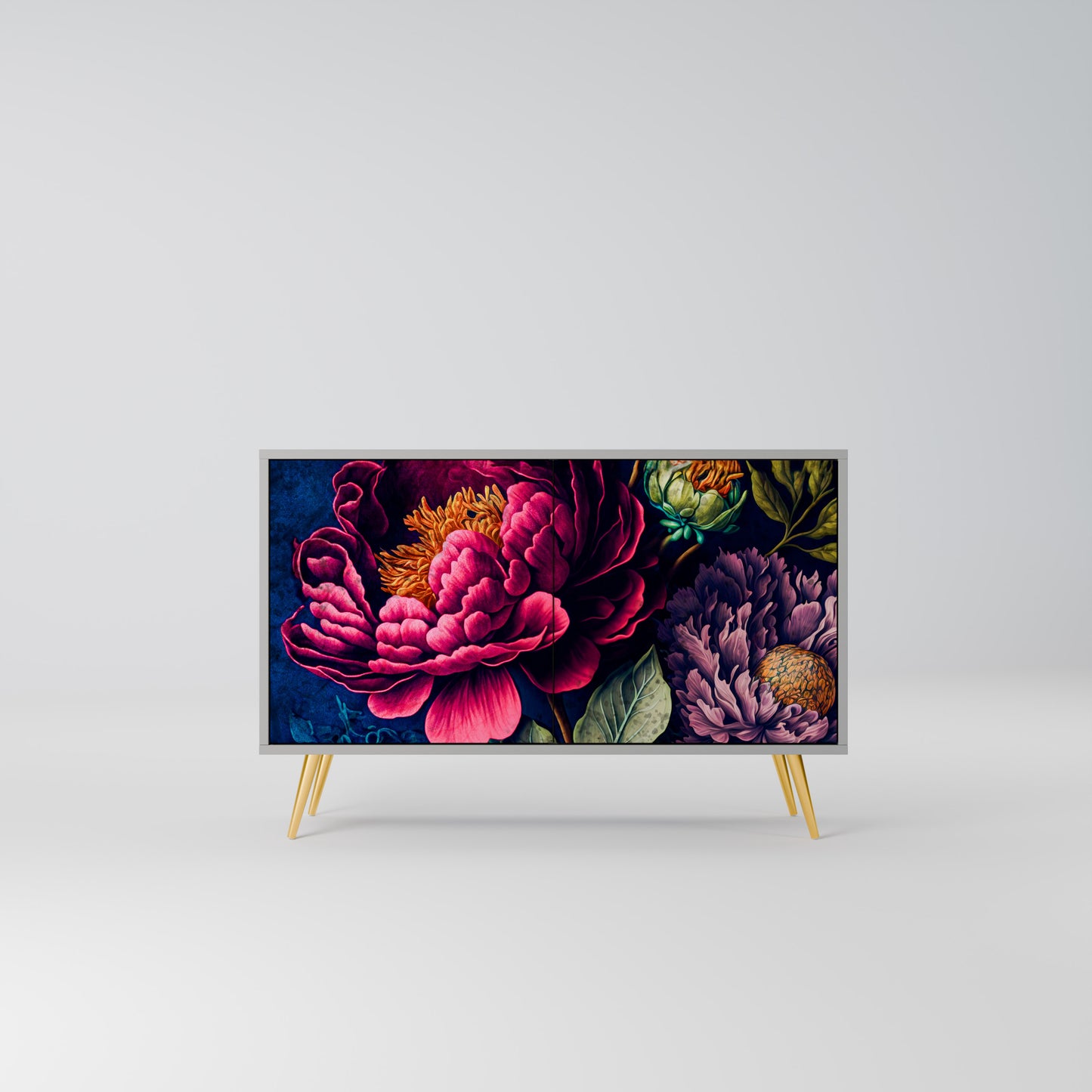 BLOOMING ELEGANCE 2-Door Sideboard in Grey Finish