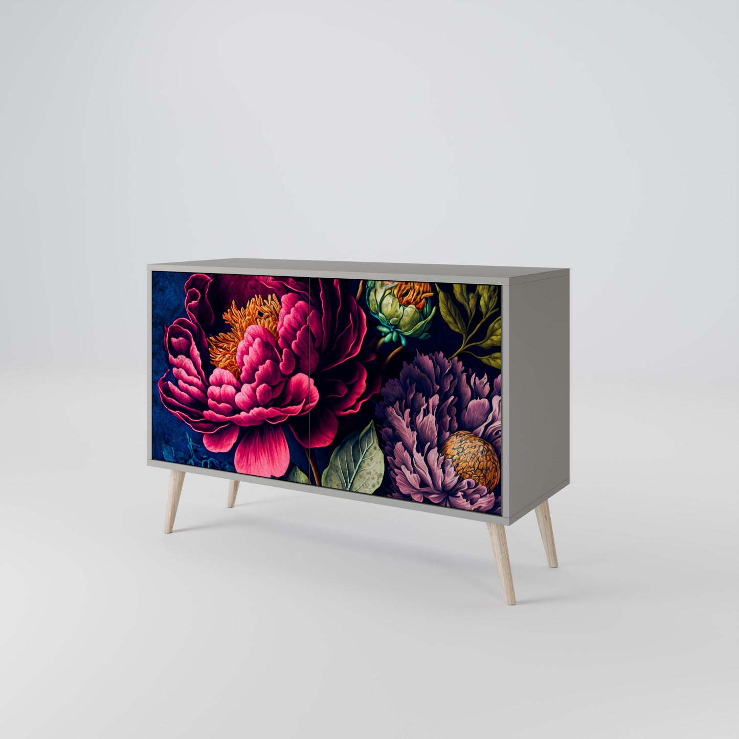 BLOOMING ELEGANCE 2-Door Sideboard in Grey Finish