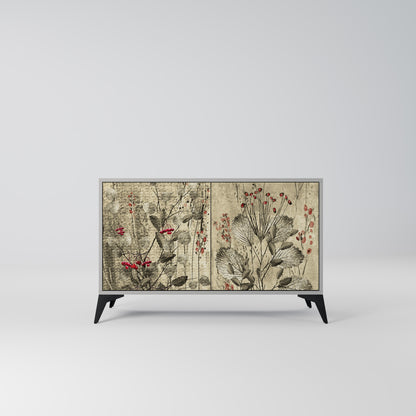 HERBAL GRACE 2-Door Sideboard in Grey Finish