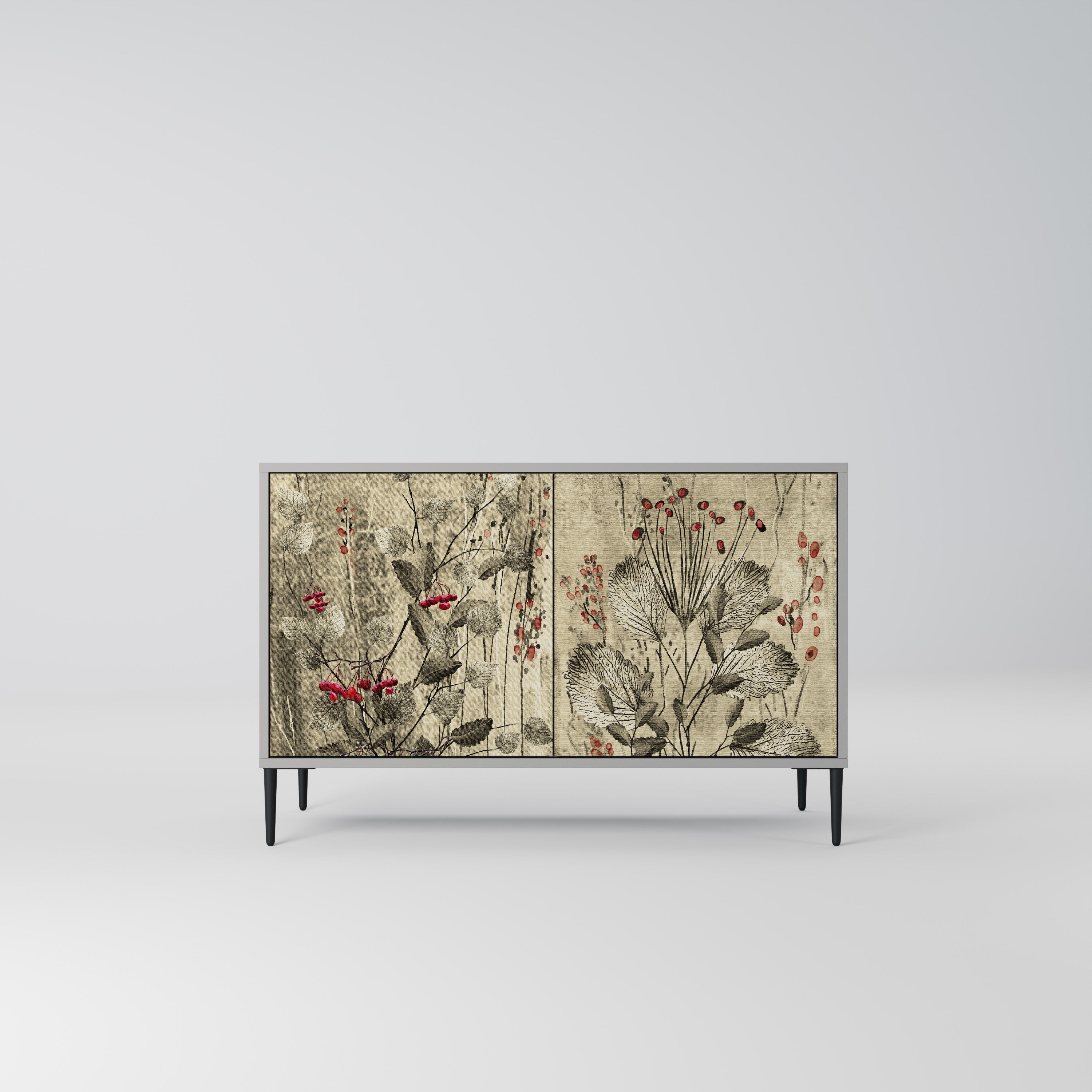 HERBAL GRACE 2-Door Sideboard in Grey Finish