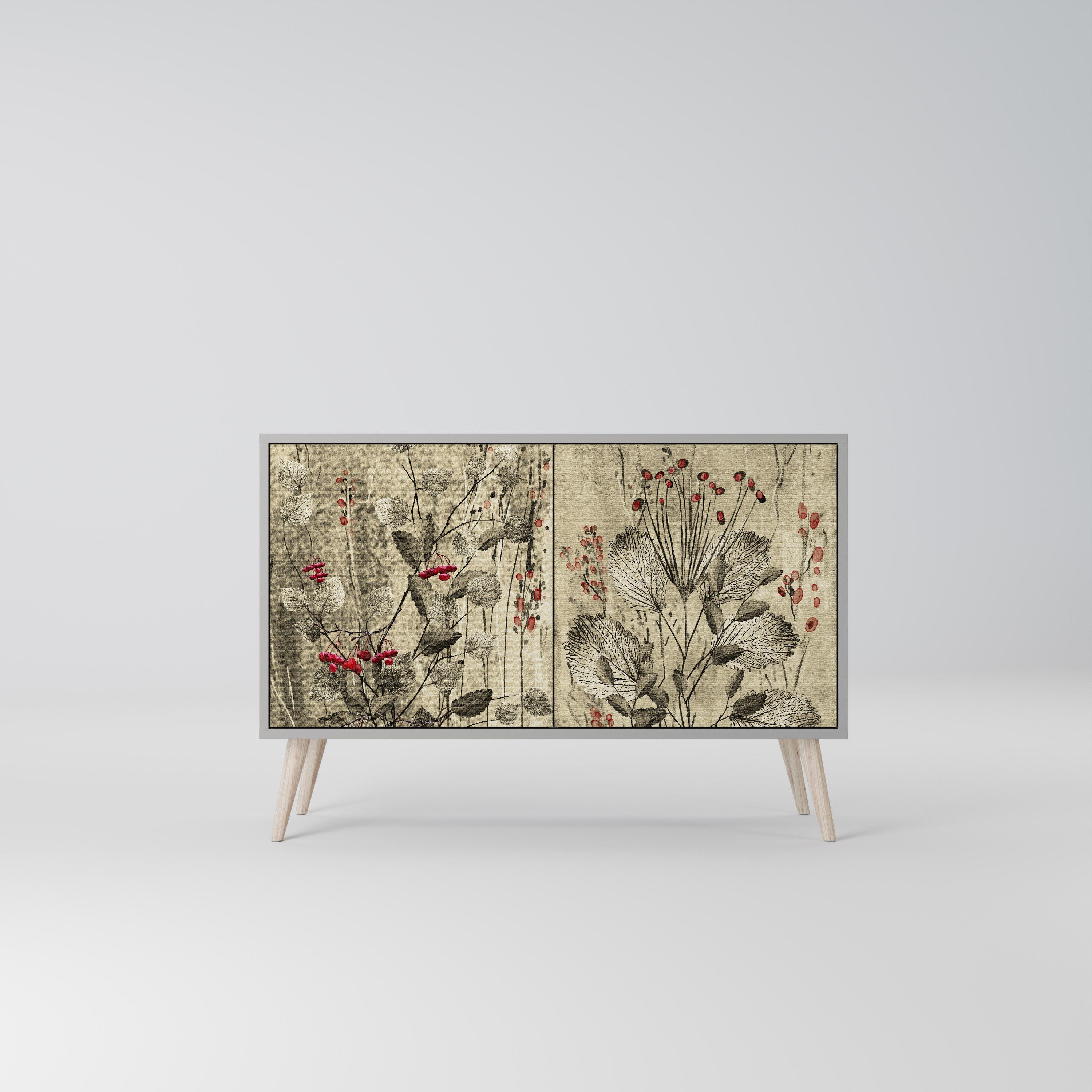 HERBAL GRACE 2-Door Sideboard in Grey Finish