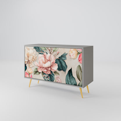 FLORAL GRACE 2-Door Sideboard in Grey Finish