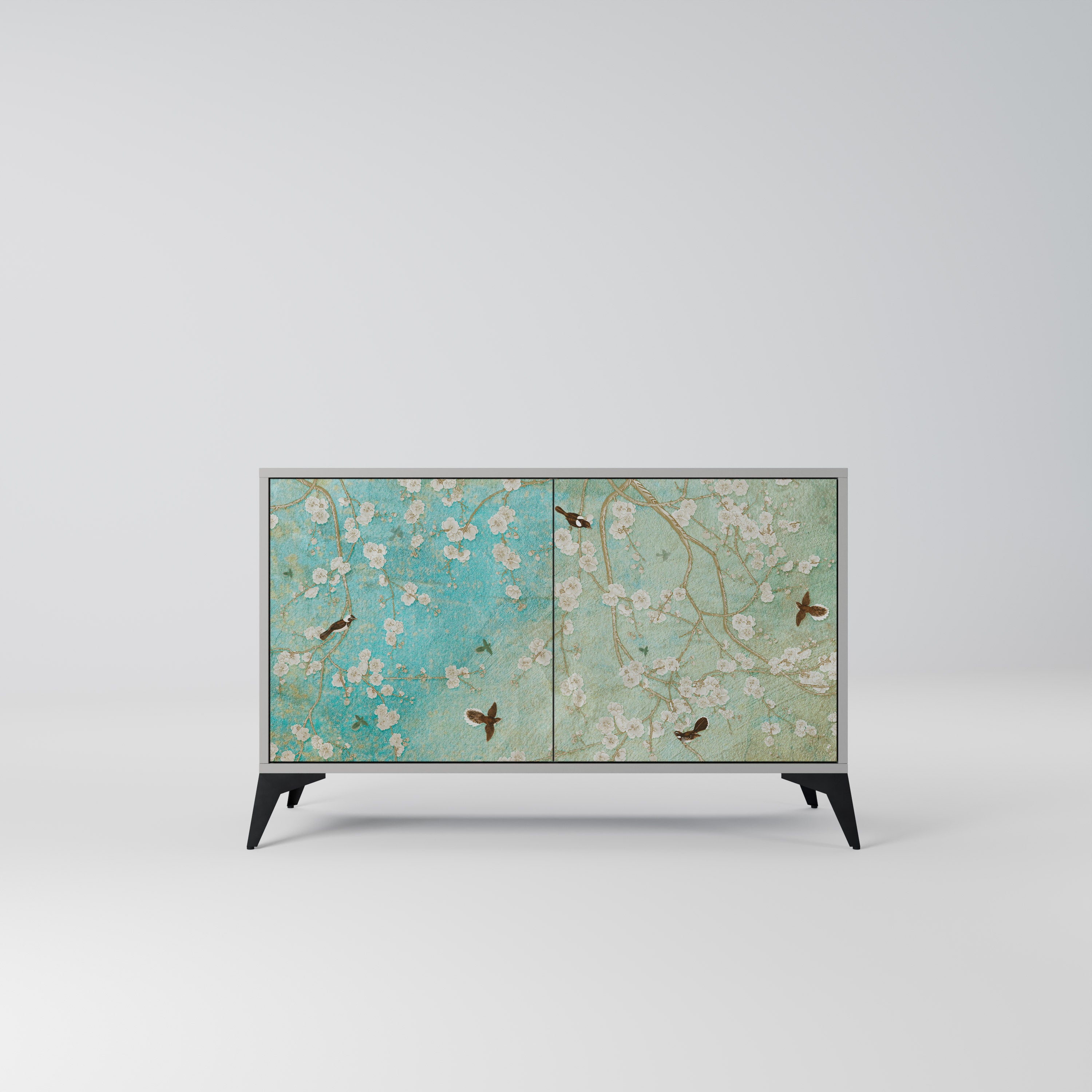 BLOOMING CHARM 2-Door Sideboard in Grey Finish