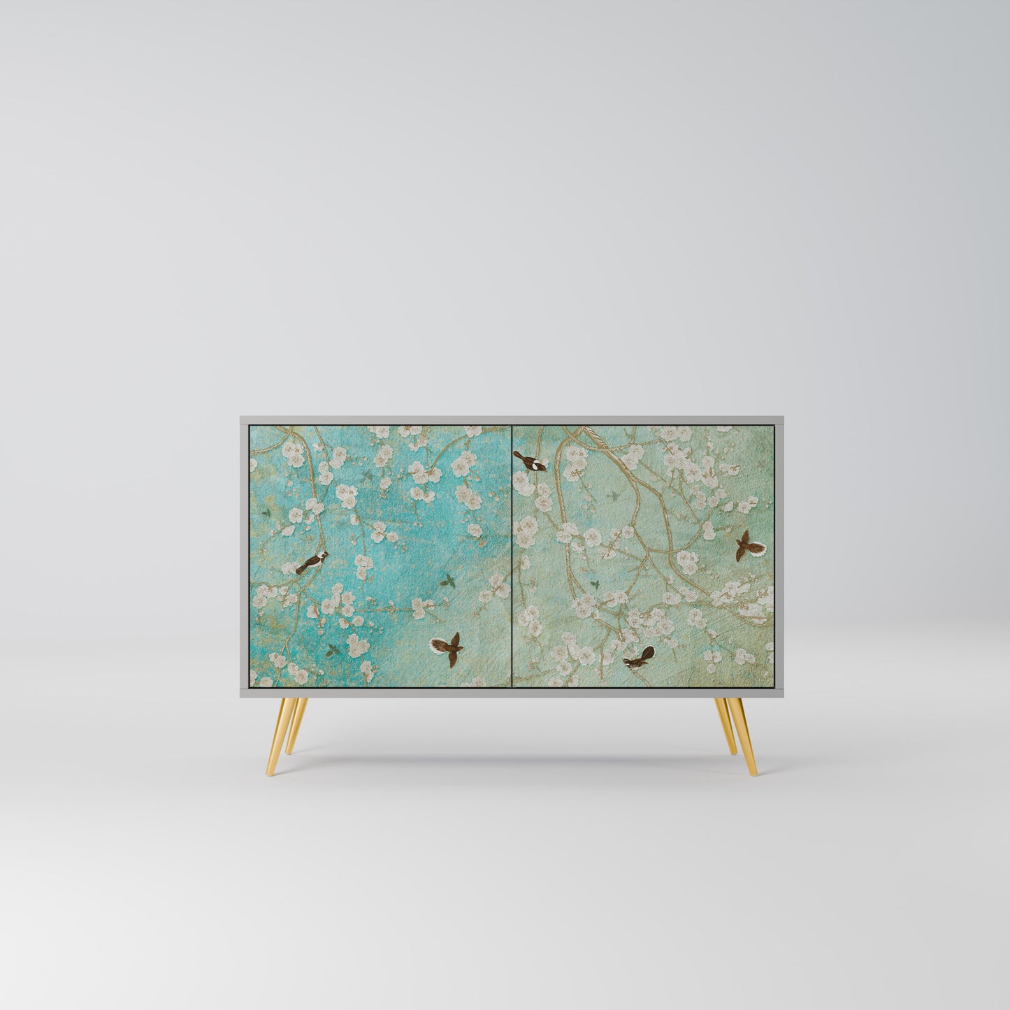 BLOOMING CHARM 2-Door Sideboard in Grey Finish