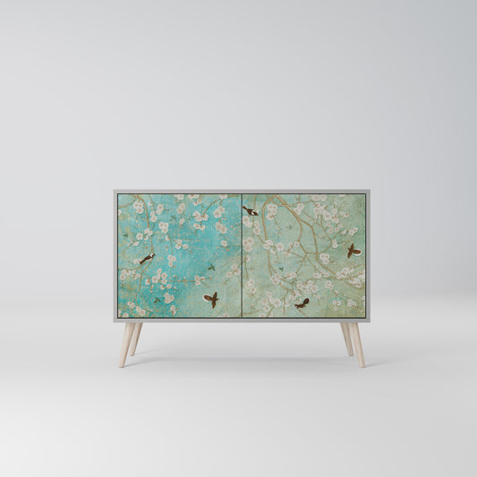 BLOOMING CHARM 2-Door Sideboard in Grey Finish