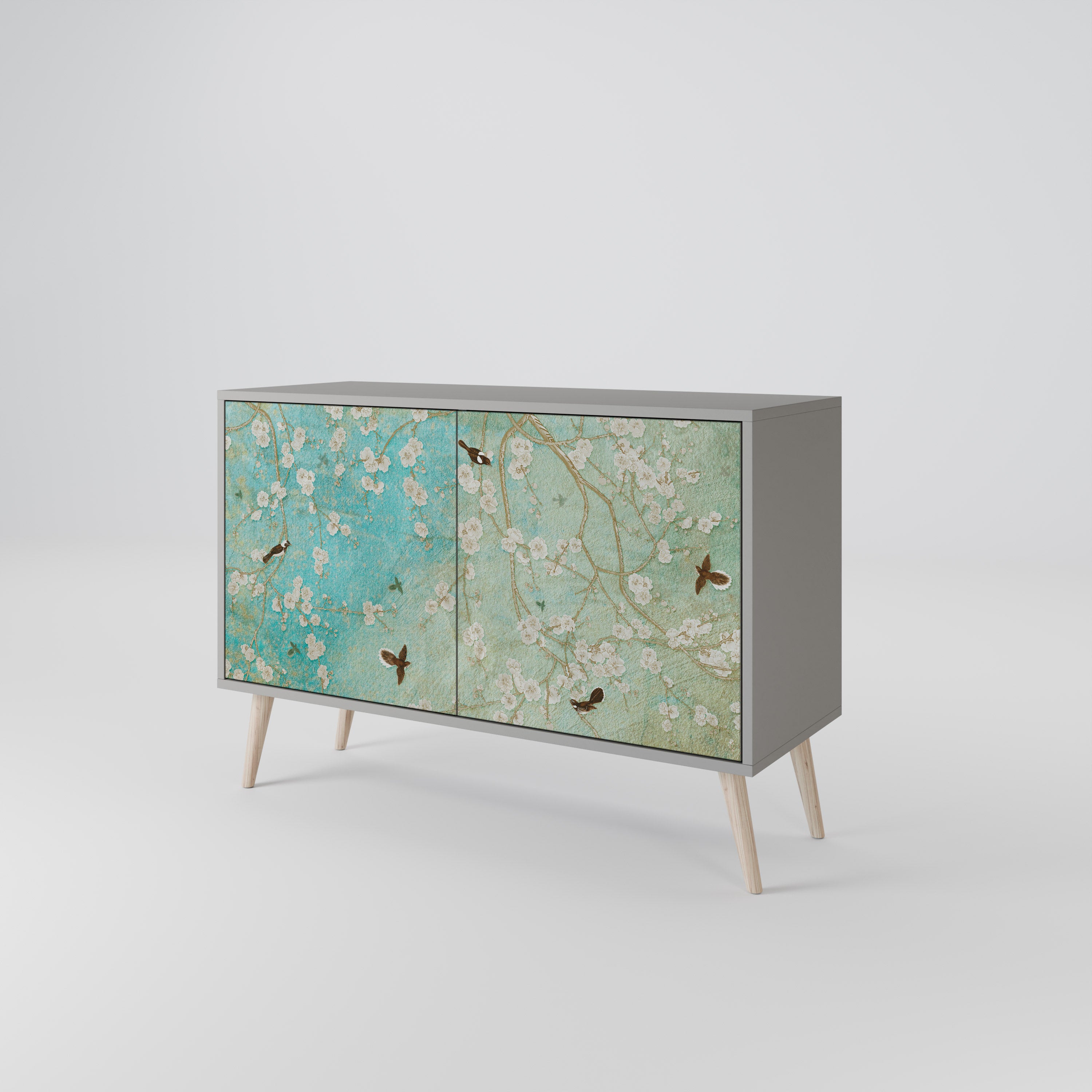 BLOOMING CHARM 2-Door Sideboard in Grey Finish