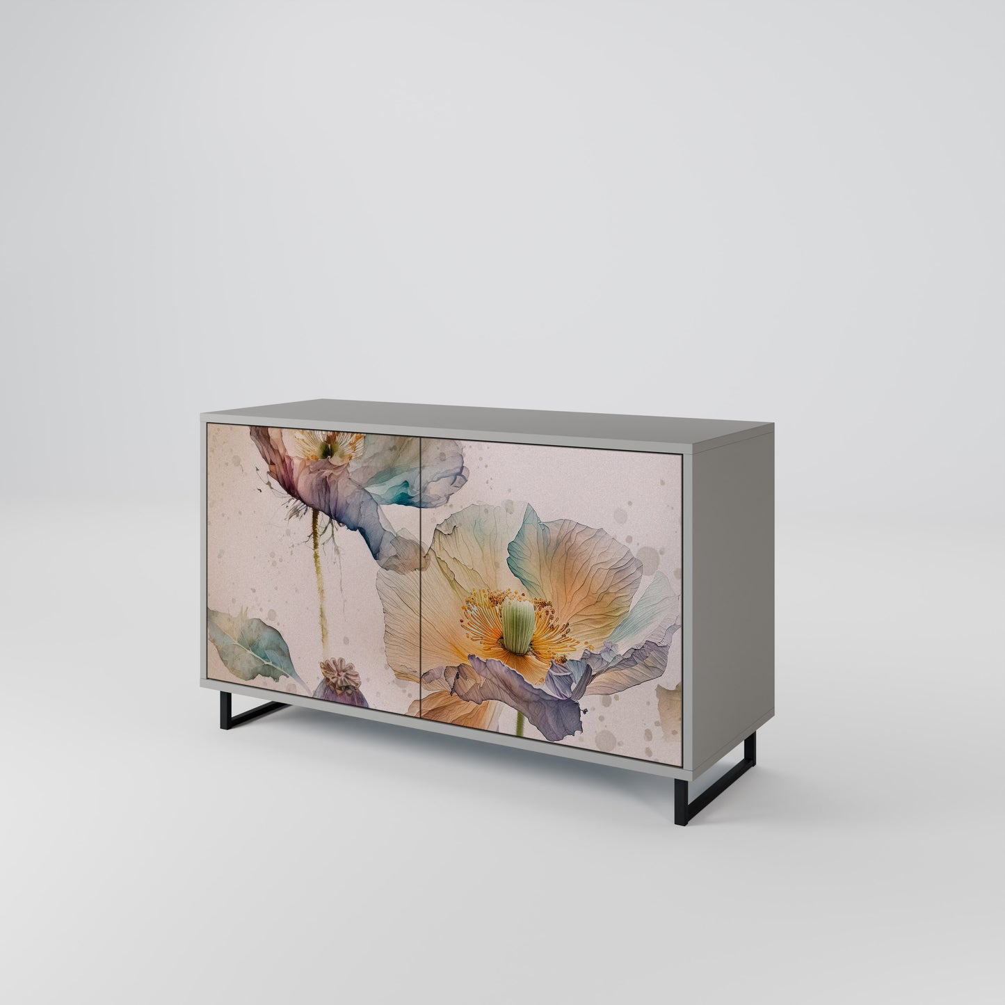 SOFTEN POPPY 2-Door Sideboard in Grey Finish