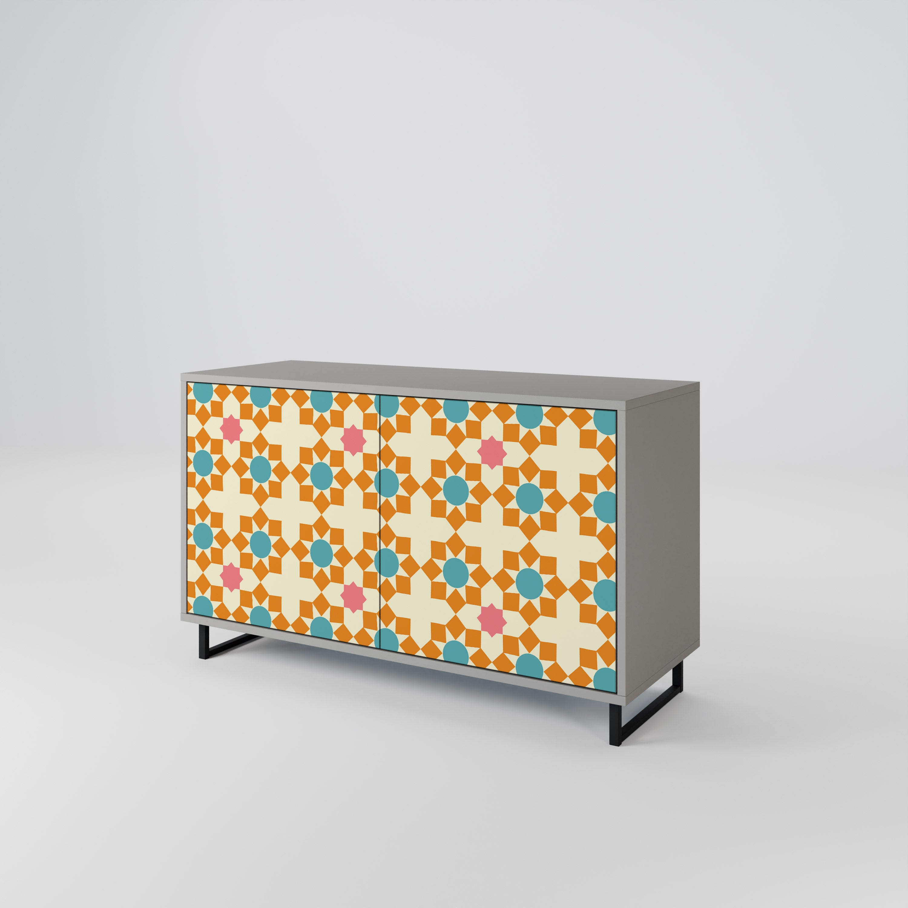 FLORAL DECOR 2-Door Sideboard in Grey Finish