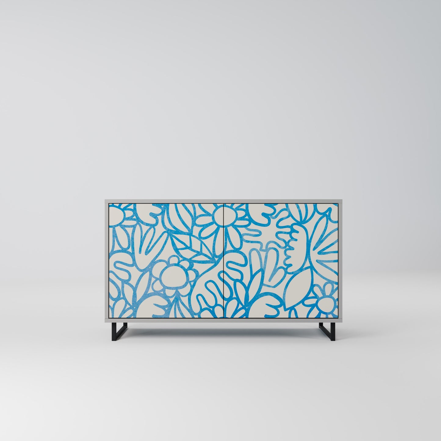 BLOOMY MORNING 2-Door Sideboard in Grey Finish