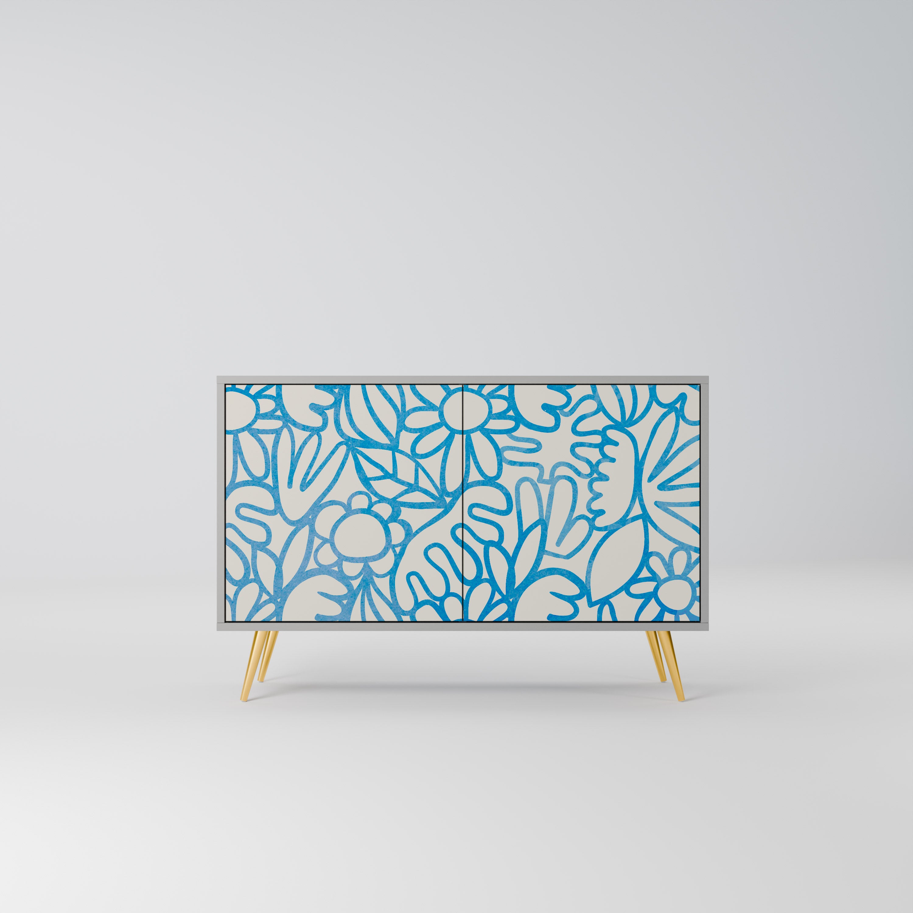 BLOOMY MORNING 2-Door Sideboard in Grey Finish