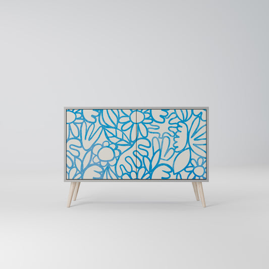 BLOOMY MORNING 2-Door Sideboard in Grey Finish