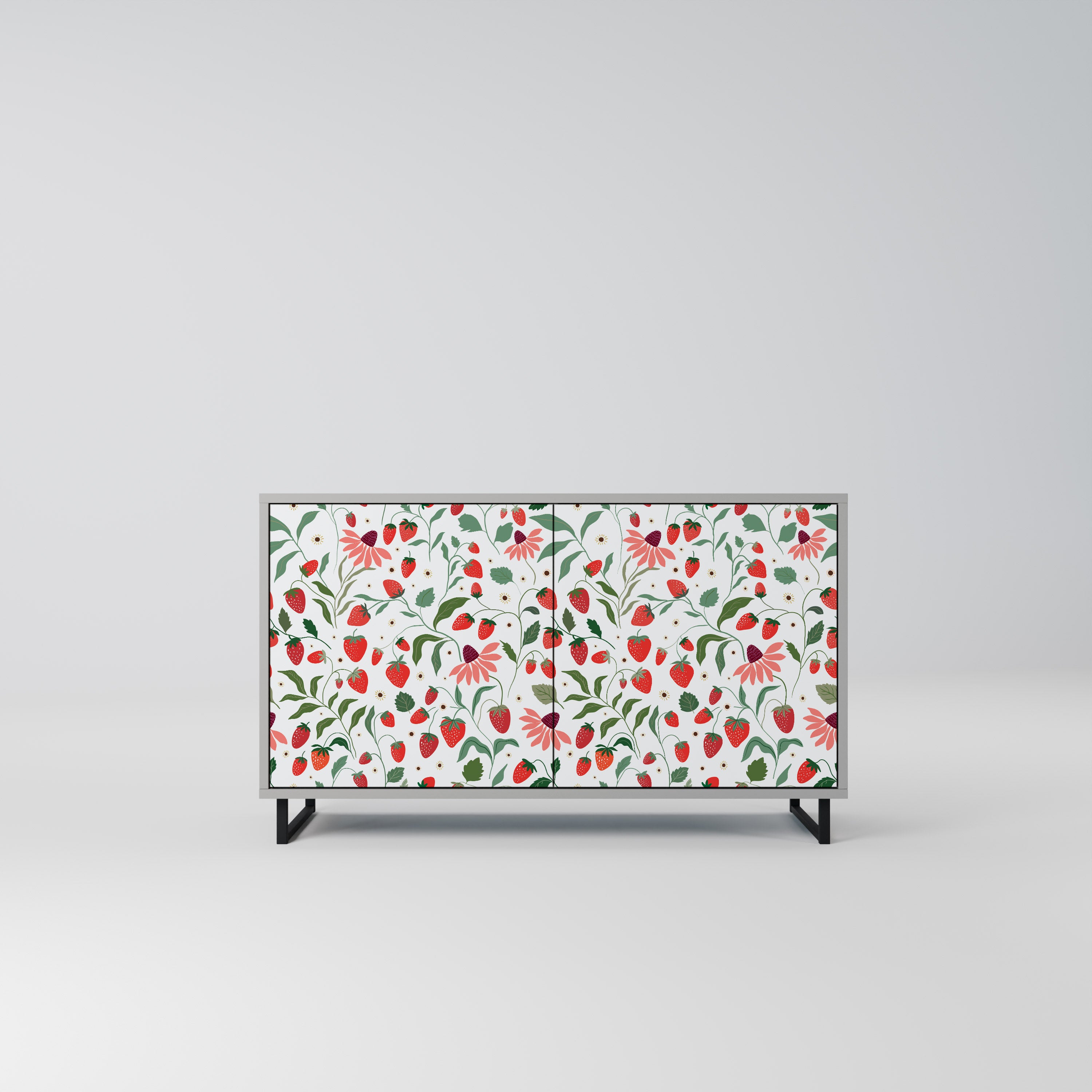 FLOWERS AND STRAWBERRIES 2-Door Sideboard in Grey Finish