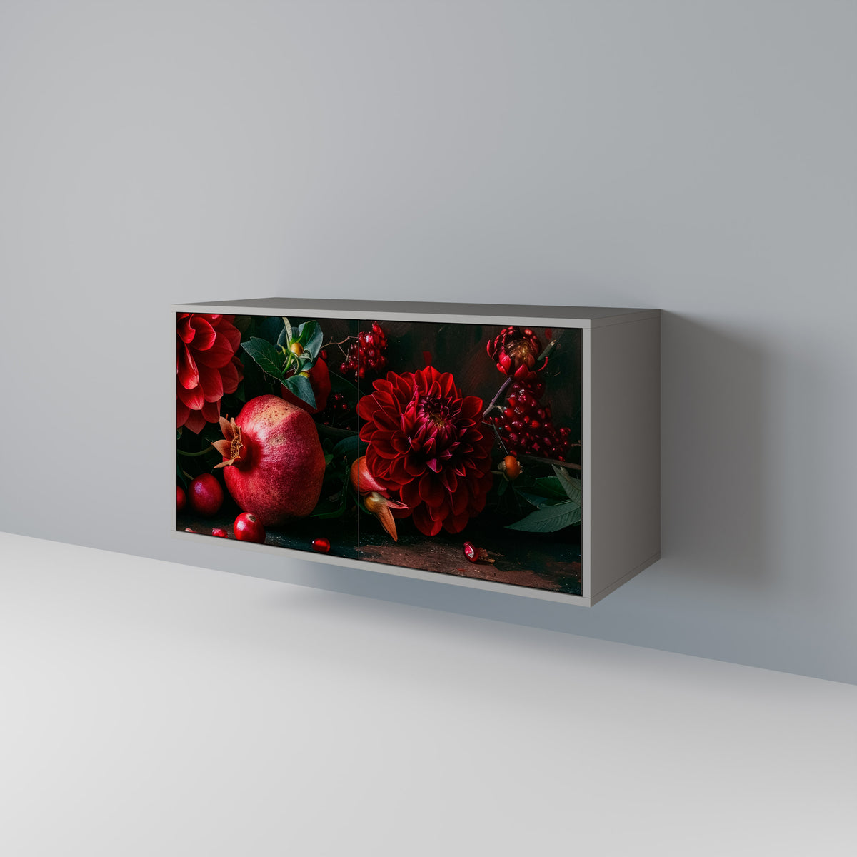DAHLIAS AND POMEGRANATES Skänk med två dörrar