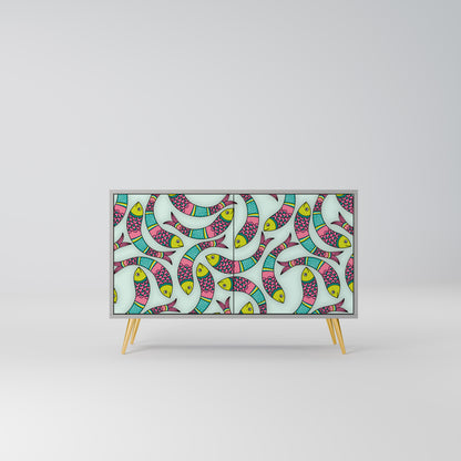 INDIAN FISH 2-Door Sideboard in Grey Finish
