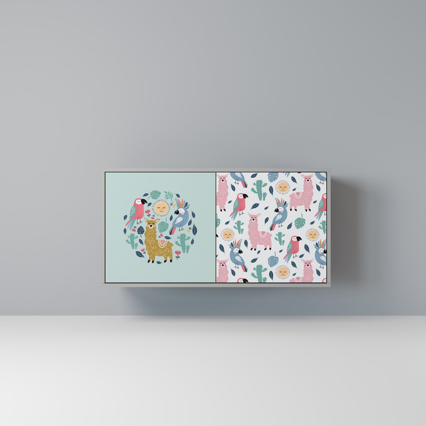 COLORFUL ALPACAS 2-Door Sideboard in Grey Finish