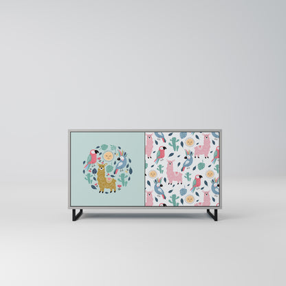 COLORFUL ALPACAS 2-Door Sideboard in Grey Finish
