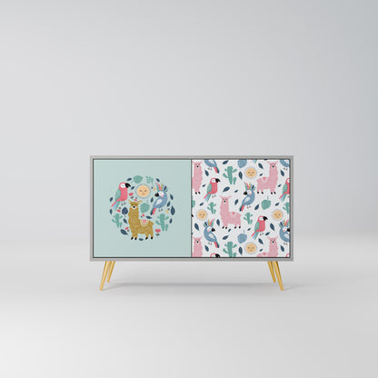 COLORFUL ALPACAS 2-Door Sideboard in Grey Finish