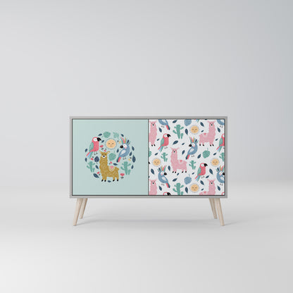 COLORFUL ALPACAS 2-Door Sideboard in Grey Finish