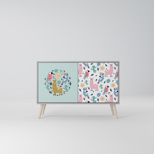 COLORFUL ALPACAS 2-Door Sideboard in Grey Finish