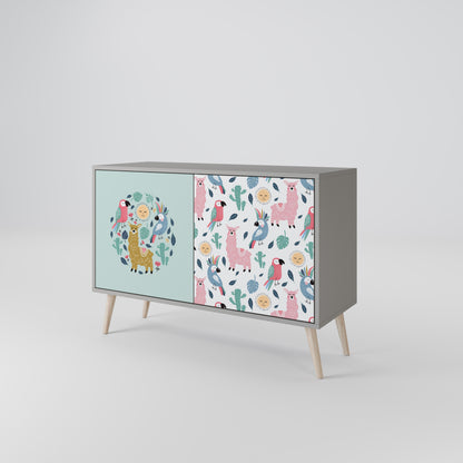 COLORFUL ALPACAS 2-Door Sideboard in Grey Finish