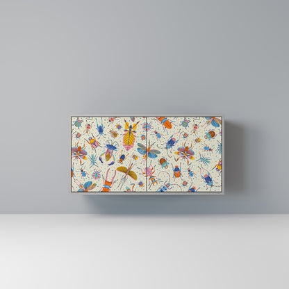 COLORFUL INSECTS 2-Door Sideboard in Grey Finish