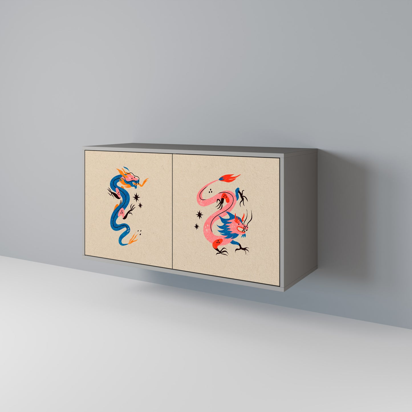 MYTHOLOGICAL CREATURES 2-Door Sideboard in Grey Finish