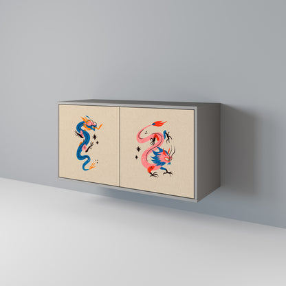 MYTHOLOGICAL CREATURES 2-Door Sideboard in Grey Finish