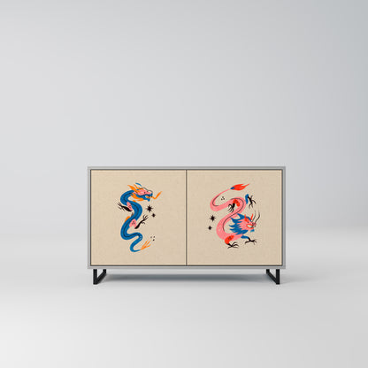MYTHOLOGICAL CREATURES 2-Door Sideboard in Grey Finish