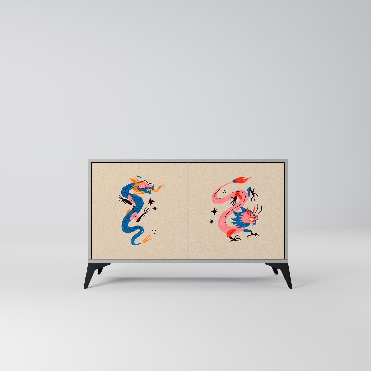 MYTHOLOGICAL CREATURES 2-Door Sideboard in Grey Finish