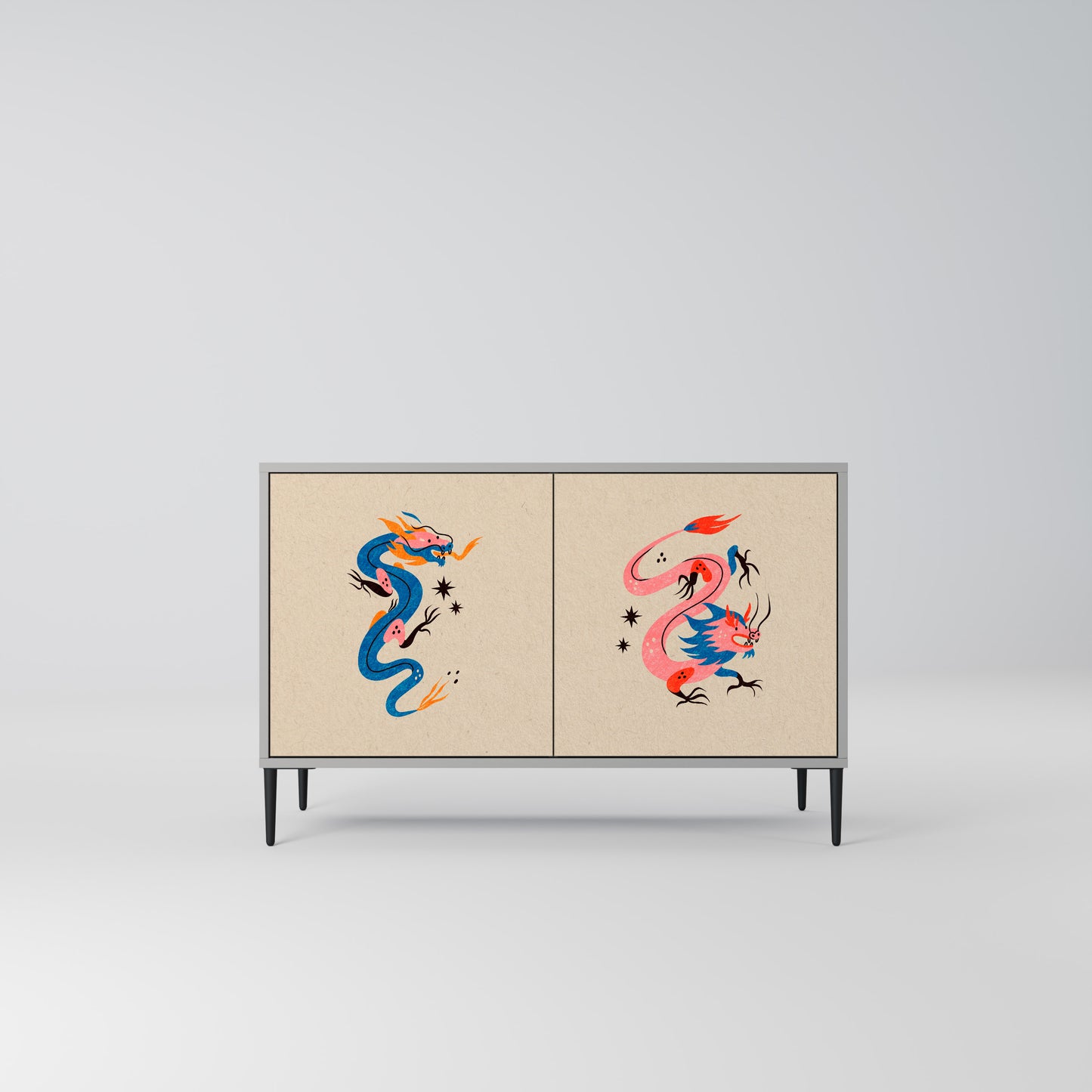 MYTHOLOGICAL CREATURES 2-Door Sideboard in Grey Finish