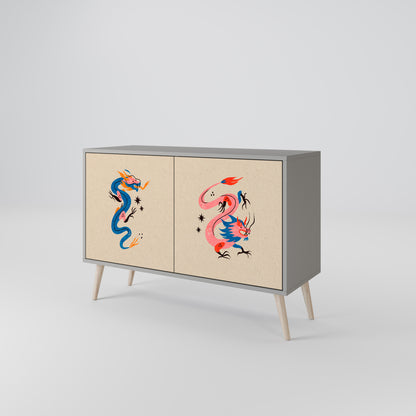 MYTHOLOGICAL CREATURES 2-Door Sideboard in Grey Finish