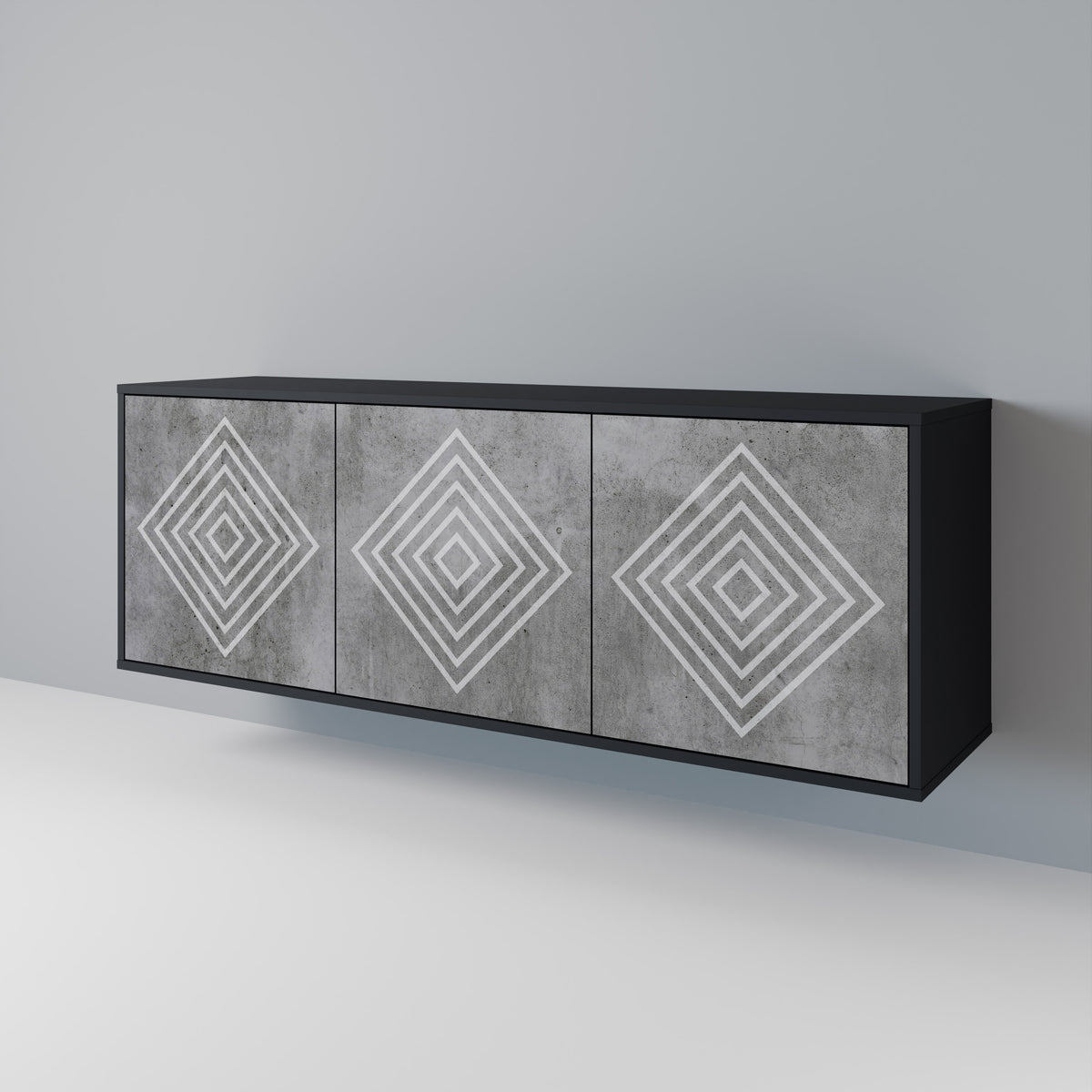 POLYGONAL ARTISTRY Skänk med tre dörrar