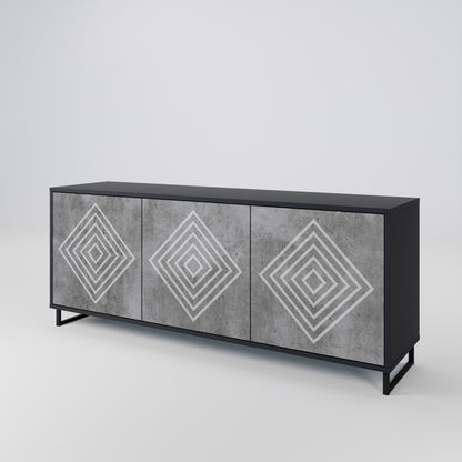 POLYGONAL ARTISTRY 3-dörrars skänk i svart finish