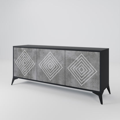 POLYGONAL ARTISTRY 3-dörrars skänk i svart finish