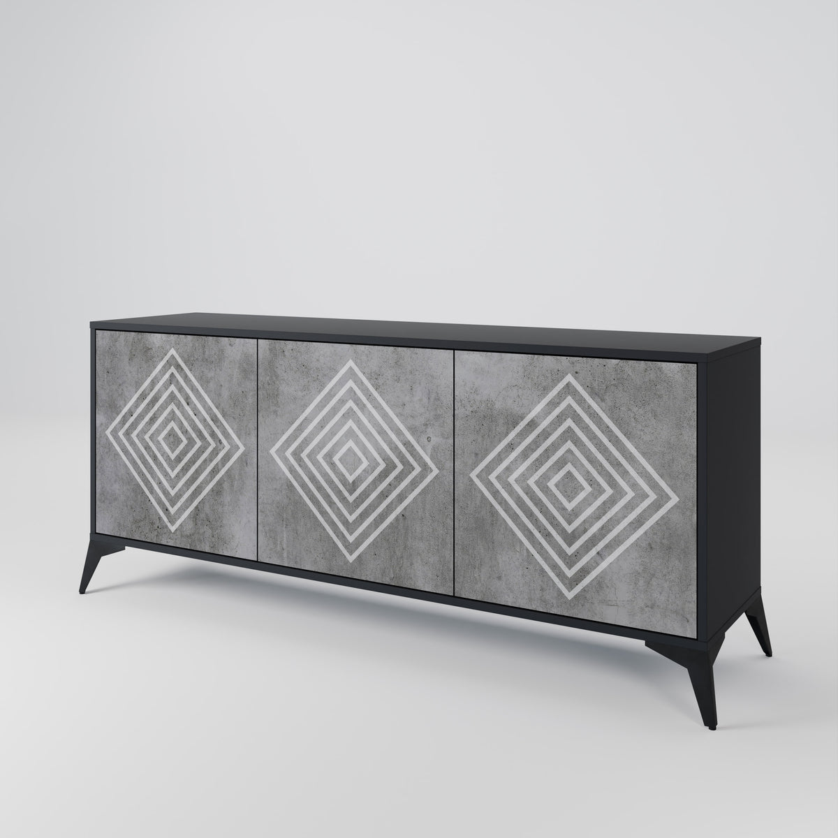 POLYGONAL ARTISTRY Skänk med tre dörrar