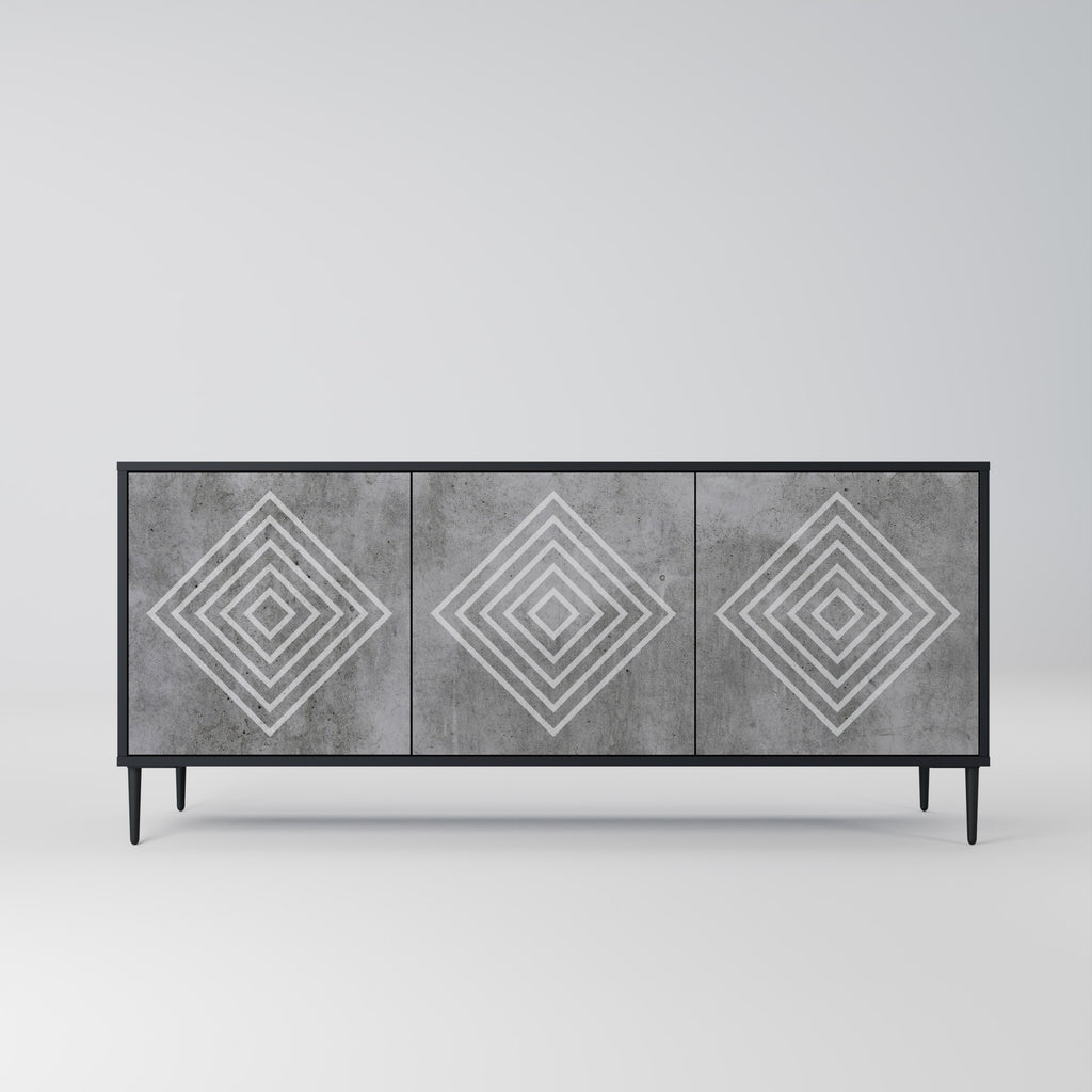 POLYGONAL ARTISTRY 3-dörrars skänk i svart finish