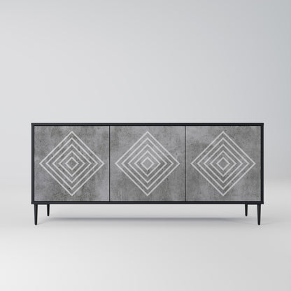 POLYGONAL ARTISTRY 3-dörrars skänk i svart finish