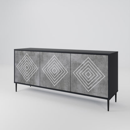 POLYGONAL ARTISTRY 3-dörrars skänk i svart finish