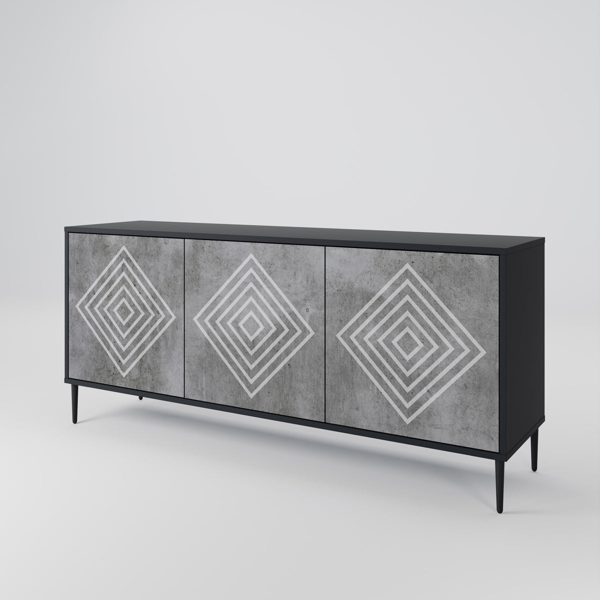 POLYGONAL ARTISTRY Skänk med tre dörrar