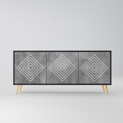 POLYGONAL ARTISTRY 3-dörrars skänk i svart finish