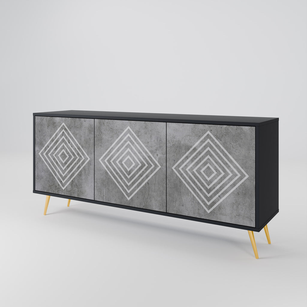 POLYGONAL ARTISTRY 3-dörrars skänk i svart finish