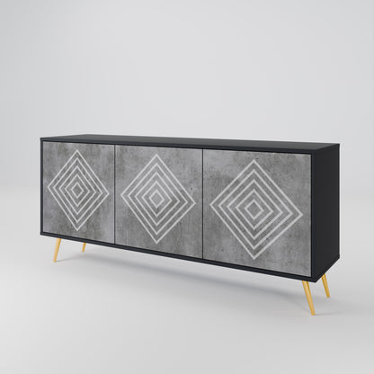 POLYGONAL ARTISTRY 3-dörrars skänk i svart finish