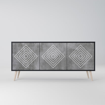 POLYGONAL ARTISTRY 3-dörrars skänk i svart finish