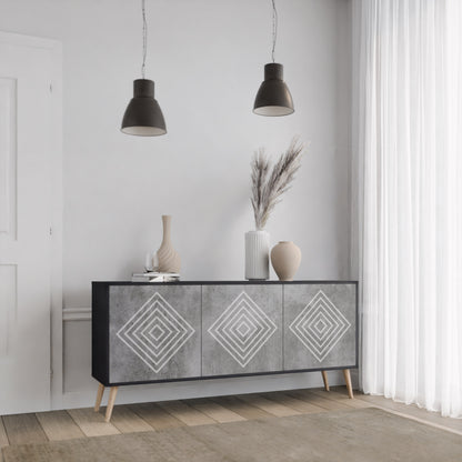 POLYGONAL ARTISTRY 3-dörrars skänk i svart finish
