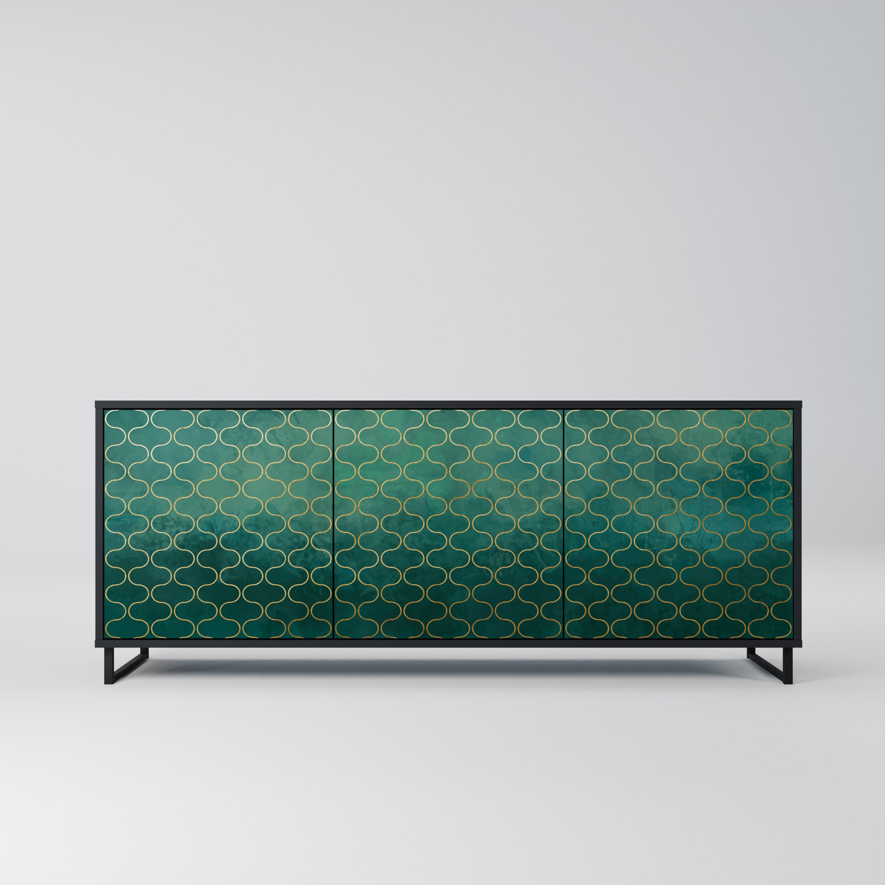 TESSELATED GREENRY 3-dörrars skänk i svart finish