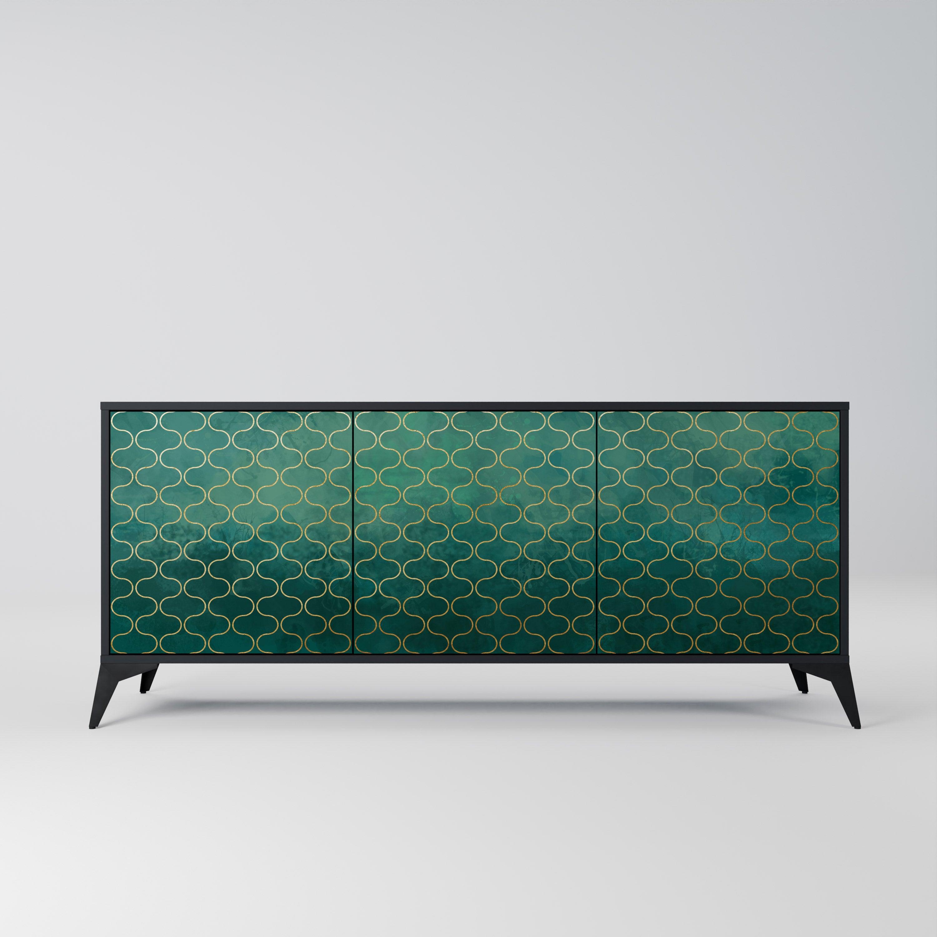 TESSELATED GREENRY 3-dörrars skänk i svart finish
