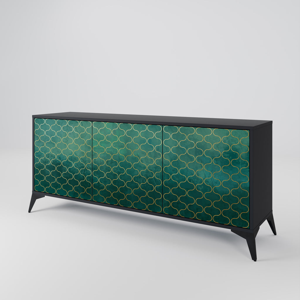 TESSELATED GREENRY 3-dörrars skänk i svart finish