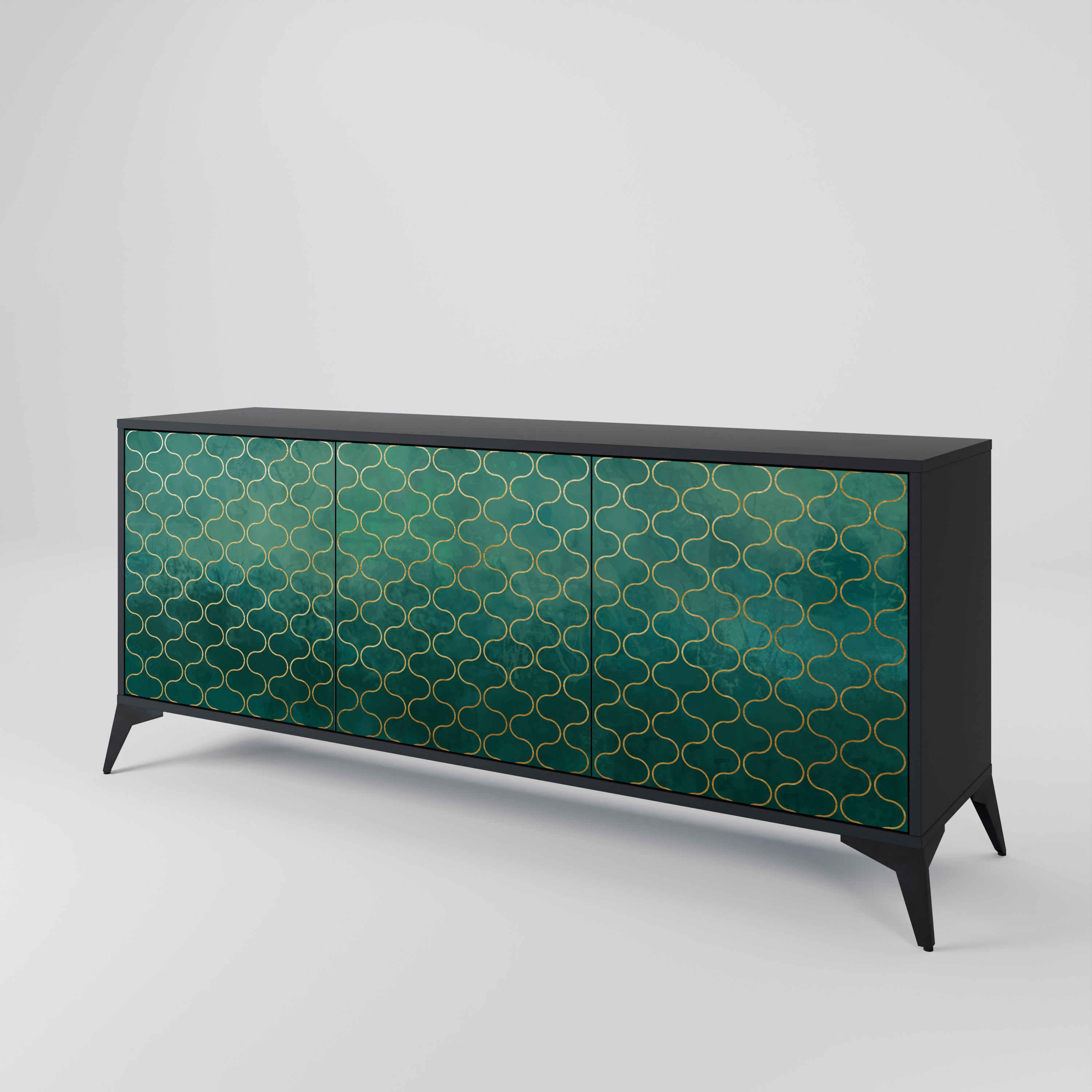 TESSELATED GREENRY 3-dörrars skänk i svart finish