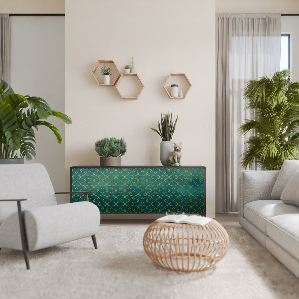 TESSELATED GREENRY 3-dörrars skänk i svart finish
