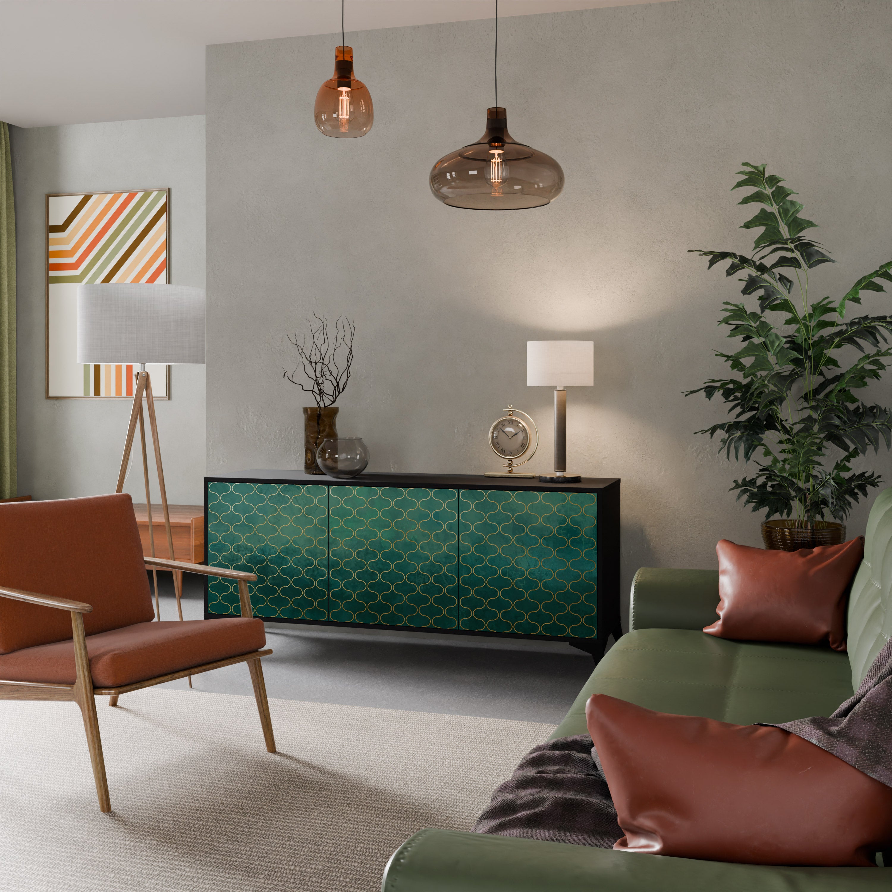 TESSELATED GREENRY 3-dörrars skänk i svart finish
